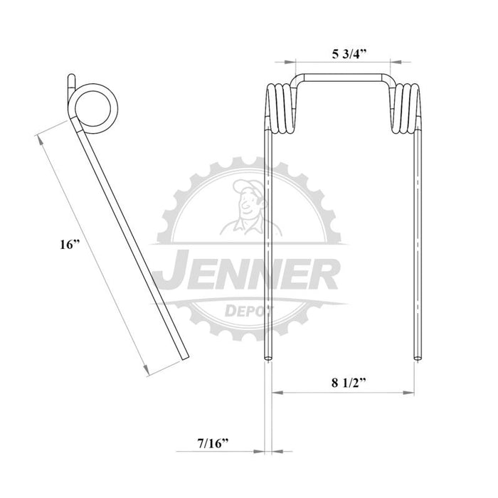 Field Cultivator Coil Tine 16"
