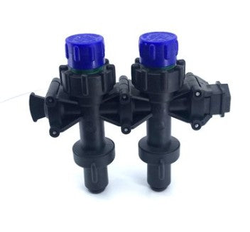 Dual 4 PSI Check Valve with Dual On/Off Valve Including End Cap, 1/4" QC Cap, and 3/8" FPT Inlet