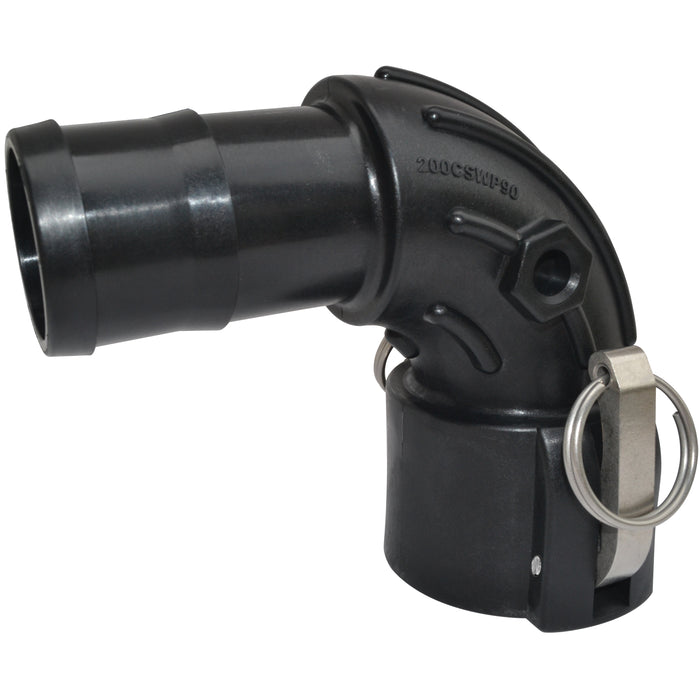 Sweep Elbow 2" Female Coupler  x 2" Hose Barb