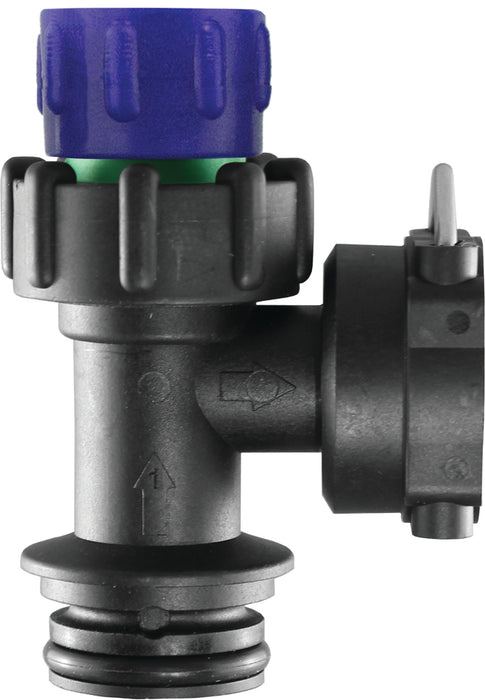Manual On/Off Check Valve Assembly- ORS Male x ORS Female, 90, 4 PSI