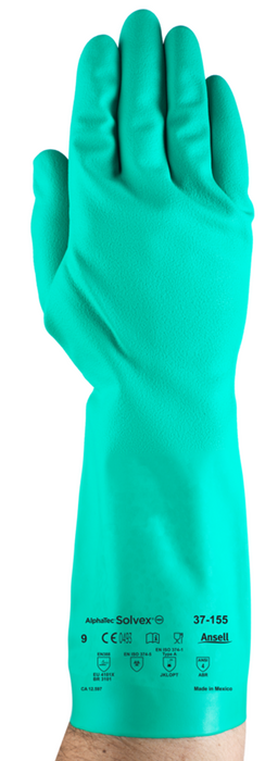 Chemical-Resistant Glove, Size 11, Green Nitrile, Raised Diamond Grip