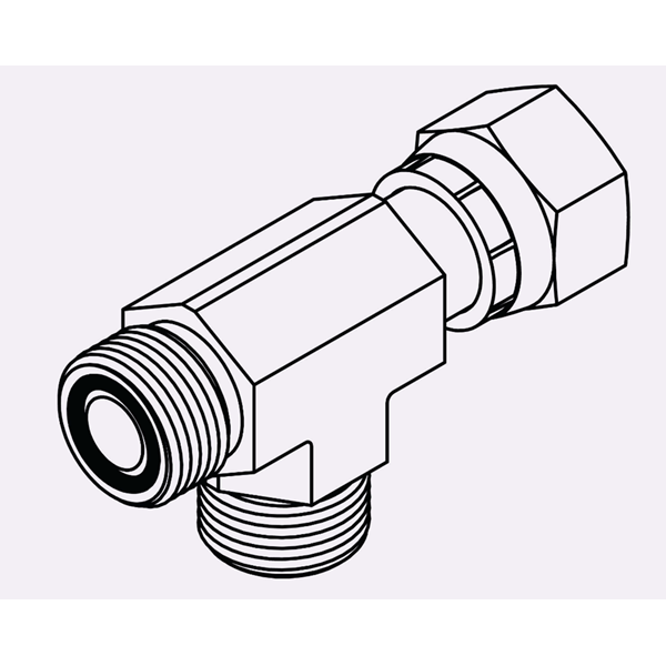 Hydraulic Fitting - Run Tee - #6 FORF to #6 MORF to #6 MORF