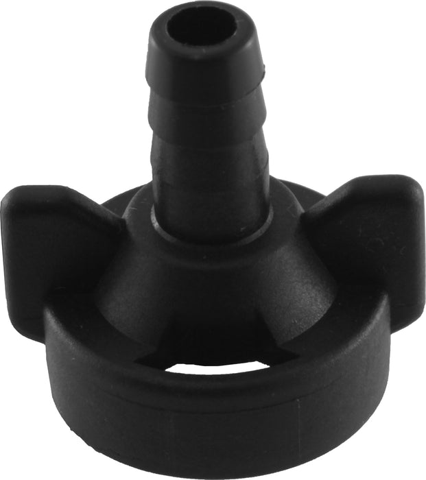 Cap Assembly, 3/8" Hose Barb, Black, with  Adapter and FKM O-Ring