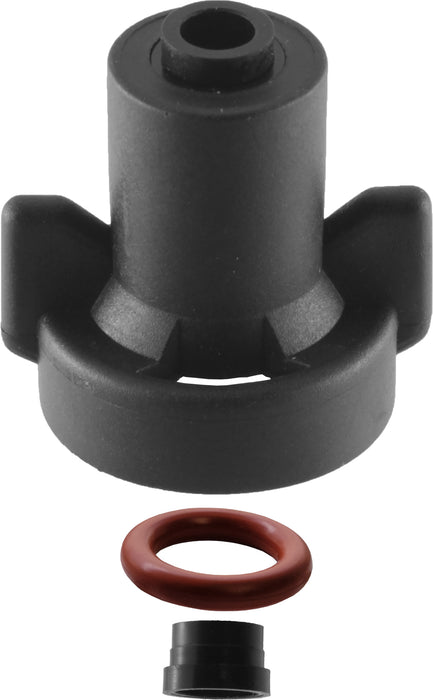 Rl Cap Assembly- 1/4" Tube Push-In Fitting Assembly - Black with  Adapter and FKM O-Ring