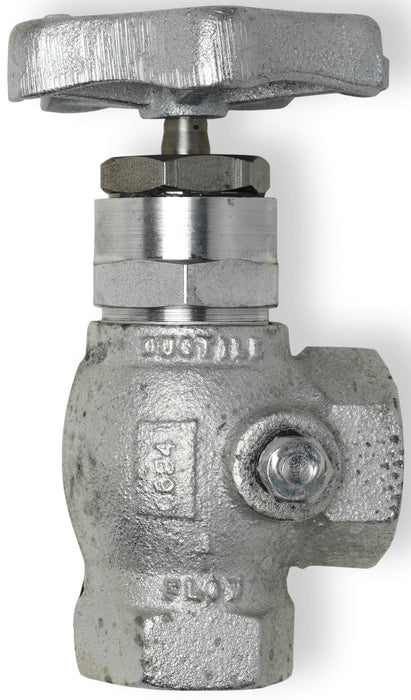 Angle Valve 1" Female Pipe Thread - 1/4" Female Pipe Thread Plugged