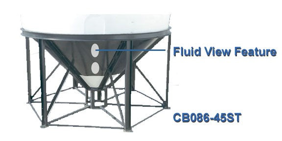 2610 Gallon-45° Cone Bottom Tanks with Open Top Stands. Clearance: 12"