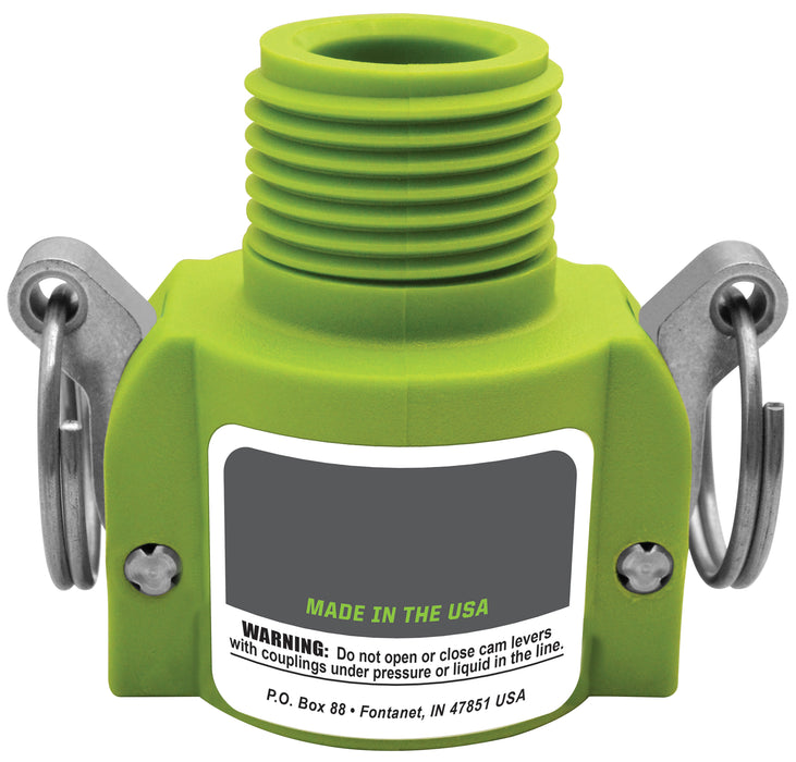 Cam Lock (B) Green 3/4" Female Coupler x 3/4" Male GHT No Lock