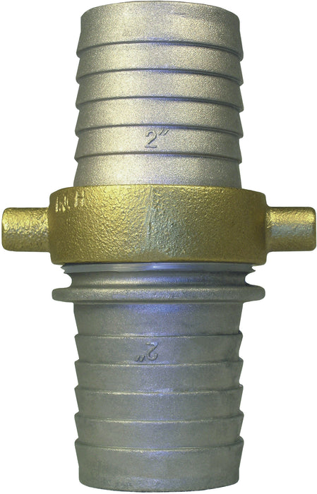 Pin Lug Coupling 1 1/2" Hose Barb Aluminum with  Brass Swivel Nut