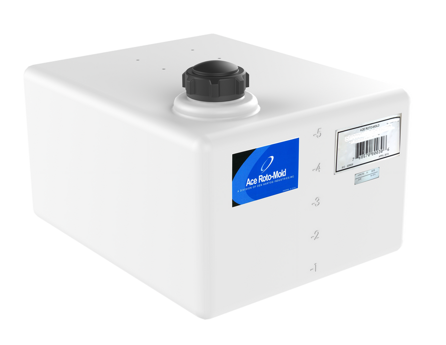 6 Gallon Rectangular Flat Bottom Tank with Pump Mount & 2" lid