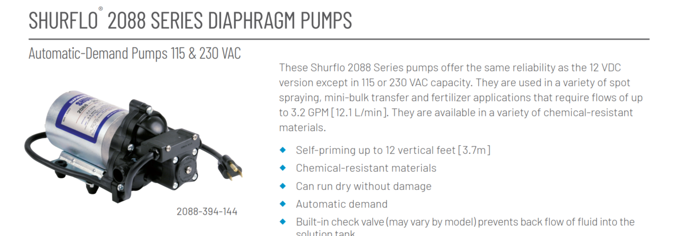 Shurflo 2088 Series Diaphragm Pumps