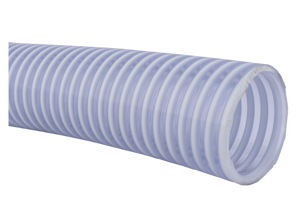 2-1/2" White & Clear PVC Suction and Discharge Hose 100'